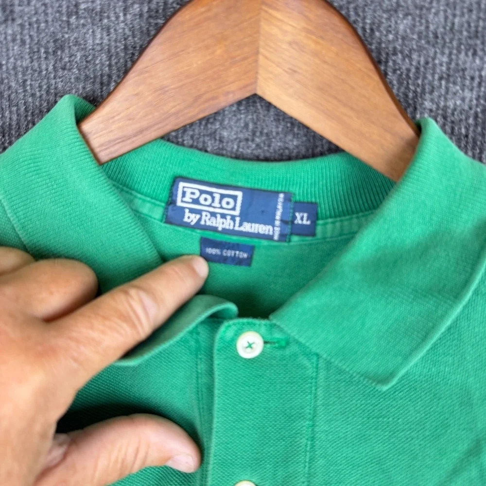 Ralph Lauren Polo Shirt Mens XL Kelly Green Short Sleeve Pique Cotton Ivy Prep